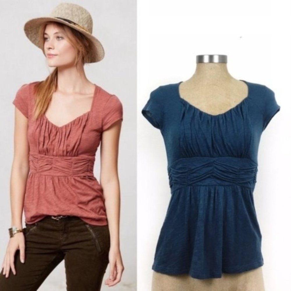 Anthropologie {Deletta} Cap Sleeve Peplum Tee XS